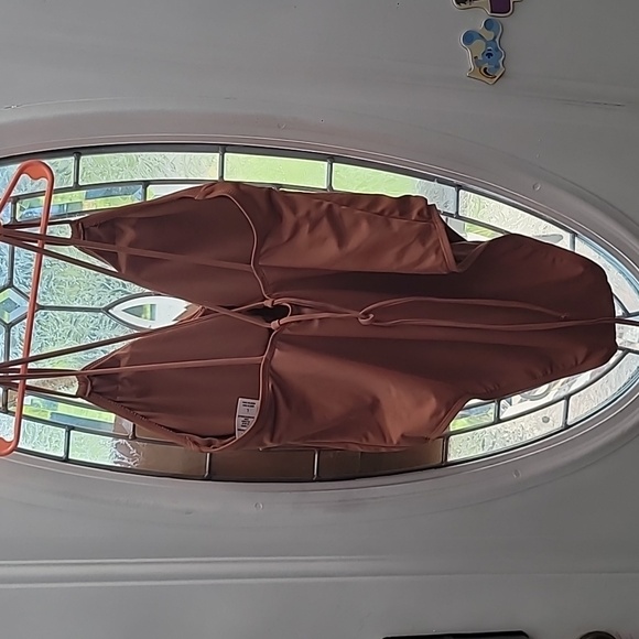 Shade & Shore Tan Coffee Color Adjustable Straps Bathing Suit Swimsuit Size L - Picture 4 of 6